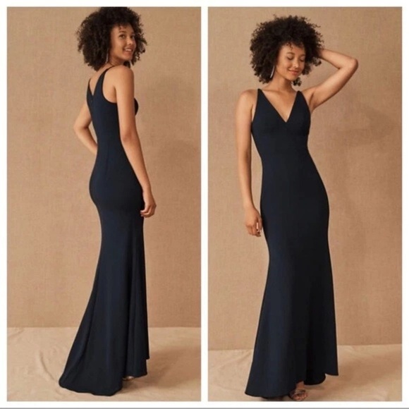 Bhldn Jones V Neck Crepe Anthropologie Green Maxi Dress - Picture 1 of 5
